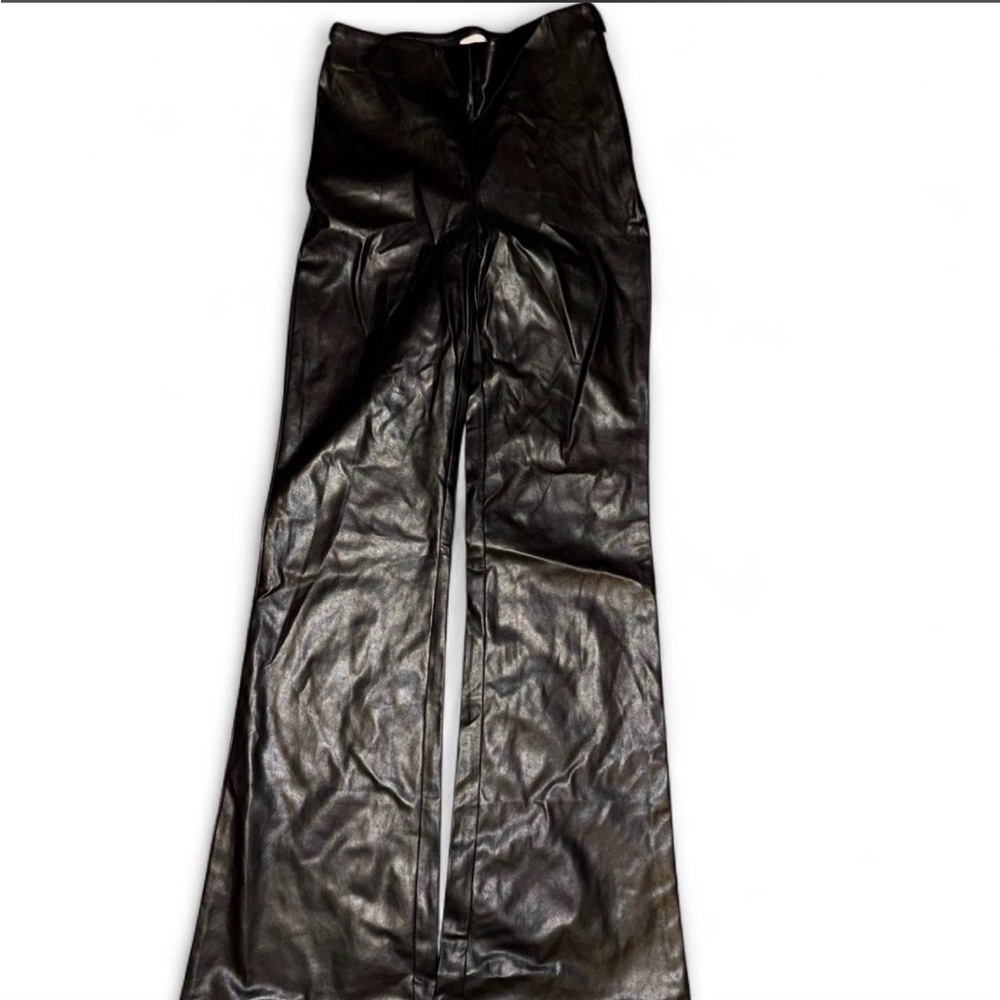 Aritzia Black Wide Leg Leather Pants
